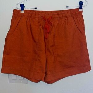 High-Waisted Textured Linen Blend Shorts for Women size L
